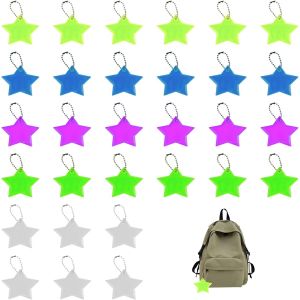 Acdsgd-40 Pcs Pendentifs R&eacute;flecteurs De S&eacute;curit&eacute; &Eacute;toile, S&eacute;curit&eacute; Pendentif R&eacute;fl&eacute;chissant De Nuit, Porte-Cl&eacute;s Pendentif R&eacute;flecteur De S&eacute;curit&eacute; Pour Sacs &Agrave; Dos Veste Sac D'&eacute;cole Cyclisme Marche Course - Neuf