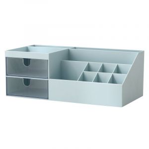Boîte de rangement en plastique bleu pour petits objets cosmétiques bleu L.24,5 x l.12 x H.9 cm - Neuf