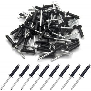 Lot de 100 rivets aveugles en aluminium 4.8 x 19mm avec extrémité ouverte,lot de 100 (Noir) - Neuf
