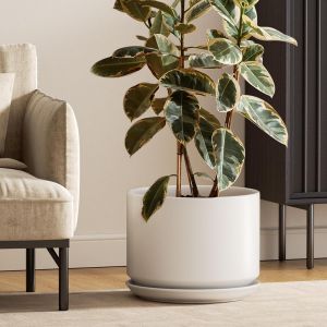 Nouvelhorizonstore-Pot De Fleurs En C&eacute;ramique, Pot De Fleurs/Cache-Pot 30 Cm Avec Soucoupe Et Trou De Drainage, Pots De Fleurs D&iquest;Int&eacute;rieur Pour Maison Et Bureau, Blanc - Neuf