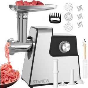 NouvelHorizonstore-STANEW Hachoir a Viande &Eacute;lectrique Professionnel, 4 en 1 Hachoir &agrave; viande en acier inoxydabl, saucisses &eacute;lectrique avec 3 plaques en acier (4 mm, 8 mm, d'&eacute;ventail) et 3 lames, 3500 - Neuf
