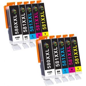 Cartouches d'encre PGI-580 XXL Compatible avec Canon 580XXL Noir Multipack pour Canon Pixma TR8550 TR8500 TS9551C TS9551 TS9550 TS8350 (2 PGBK 2 Noir 2 Cyan 2 Magenta 2 Jaune) - Neuf