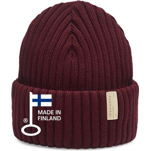 Ulteronixshop-Bonnet En Laine M&eacute;rinos Pour Femme - 100 % Laine M&eacute;rinos Extra Fine - Sans Mulesing - Fabriqu&eacute; En Finlande - Rouge Bordeaux - Taille Unique - Parfait Pour Les Jours Froids - Bonnet D'hi - Neuf