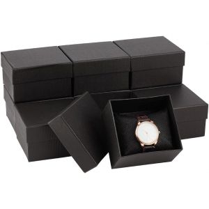 Kal-10 Pcs Bo&icirc;te De Montre Avec Oreiller, 8.1x8.8x5.3 Cm Montre-Bracelet Coffret Cadeau Bo&icirc;tes De Montre En Carton Bijoux Coffrets Cadeaux Pour Montre Bijoux Cadeaux Bracelets Manchette, Noir - Neuf