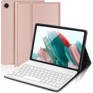 Clavier Pour Samsung Galaxy Tab A8 10.5"" 2022/2021, Étui Clavier Pour Samsung Tab A8 Magnétique Bluetooth Azerty Français Amovible, Or Rose - Neuf