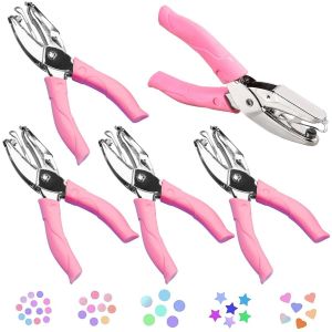 Chenquansarl-Lot De 5 Perforatrices En Papier - Perforatrice Manuelle - Diamètre Du Trou 1,5 À 6 Mm - Pince Perforatrice À Un Trou - Poignée Rose - Pour Bricolage, Artisanat, Papier, Photo, Cartes, S - Neuf