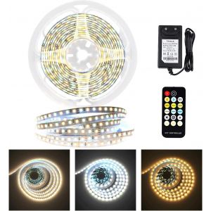 Ruban Led, 3m Dimmable Bande Led, 3000k Blanc Chaud Et Lumi&egrave;re Blanche 6000k, Led Strip Light Bande 12v Alimentation Et T&eacute;l&eacute;commande, Pour Plafond, Cuisine Chambre &Agrave; Coucher[Rub9223833] - Neuf