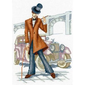 Kit Point De Croix Compt&eacute; Andriana "Voiture &Agrave; La Mode" 24x33 Cm - Neuf