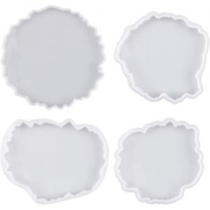 4pcs Moulle Silicone Resine Epoxy,Moulle Pour Resine Epoxy Moule Resine Pour La Coul&eacute;e De Bijoux Porte-Stylo Cendrier Coaster Bricolage Outils Accessoires De Fabrication - Neuf