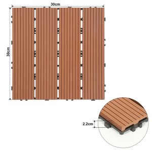 Dalle De Terrasse Dalles Clipsables En Bois Rev&ecirc;tement Carrelage 30 X 30 Pour Jardin Terrasse, Marron 88 Pi&egrave;ces - Neuf