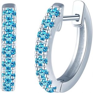 Kal-Boucles D'oreilles Créoles En Argent 925 Pour Femme - 10 Mm - Petites Boucles D'oreilles En Zircone - Cadeau Pour Femme, Petite Amie, Femme, Adolescente, Anniversaire, Fête Des Mères, Mariage, - Neuf