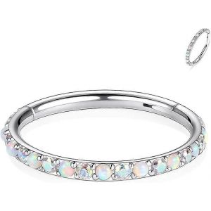 16g Cz Opale Nez Anneaux Septum Clickers 316l Acier Chirurgical Segment Helix Cartilage Hoop Boucles D'oreilles Daith Boucle D'oreille Piercing Bijoux - Neuf