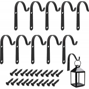 MEVRONISSHOP-Suspension Mural Crochet Plante,10 PCS Crochets Muraux Noirs Crochet Plante Murale Pour Extérieur Intérieur Jardin Paniers Suspendus - Neuf