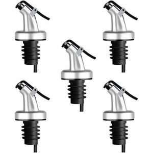 Checarzhn--No1-5pcs Bec Verseur Bouchon Alcool Bouteille Becs Verseur Huile D'olive Avec Bouchon En Caoutchouc Distributeur De Bec De Vin Bouchon Doseur Argent - Neuf