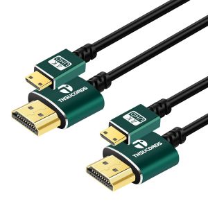 TIANYI-Câble Mini HDMI vers HDMI 0,3M Lot de 2, Ultra Extrêmement & Fin Flexible Câble Mini HDMI Supporte 3D/4K@60Hz/18Gbps/1080P pour Nikon,Canon,Caméscopes,Ordinateurs portables,Tablet - Neuf