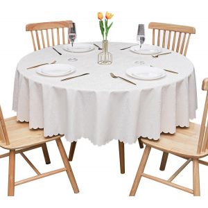 Sjzg-Nappe Ronde En Pvc, &Eacute;paissie Imperm&eacute;able Et Anti-Taches, R&eacute;sistante Aux Rayures, Blanc-Sz Diam&egrave;tre 160 Cm - Neuf