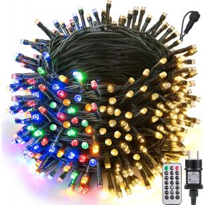 Guirlande Lumineuse Extérieure Noel, 20M 200Led Blanc Chaud Et Multicolore Sapin De Noël Guirlande Lumineuse Électrique Avec Télécommande, Variable Décoration Noël Pour Intérieur Maison Fête[Z229] - Neuf