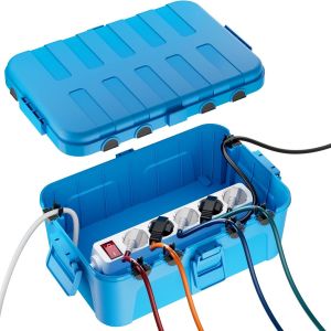 Bo&icirc;te de Protection &Eacute;tanche IP54 Extra Large (32 x 22 x 13 cm) pour Multiprise Ext&eacute;rieure - Organisation de C&acirc;bles avec 6 Entr&eacute;es/Sorties, R&eacute;sistant aux UV/Pluie/Gel, Vert - Neuf