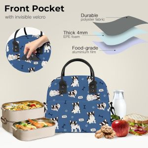 Sac Isotherme Repas Femme Homme Bleu Bouledogue, Sac Gamelle Travail Portable Mit Bandouliere Pour Pique Nique - Neuf