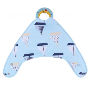 Jouets De Dentition Pour Bebe, Bavoir En Coton Et Silicone Souple Avec Anneau De Dentition, Motif Voilier - Neuf