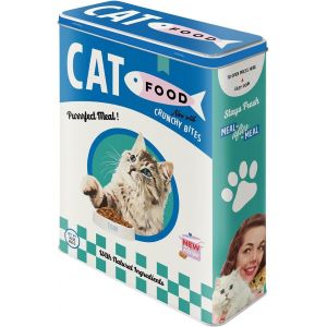 Boîte De Conservation Rétro Xl,Cat Food-Idée De Cadeau Pour Propriétaires De Chats,Grande Récipient Métallique,Design Vintage,4 L - Neuf