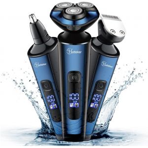 Chenquansarl-Rasoir Électrique Pour Homme Tondeuse À Barbe Rasoir À Tête Rotative Pour Homme Tondeuse À Brûlures Latérales Tondeuse À Nez Humide Et Sec Ipx7 Étanche Rechargeable Sans Fil 3 En 1 - Neuf
