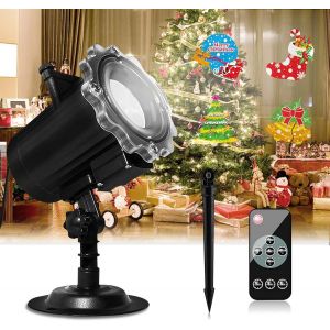 Aiou-Projecteur Noel Exterieur,Avec 16 Diapositives À Motif Hd Et Télécommande,Projecteur Exterieur Led Noel Étanche Pour Noël Halloween Pâques Fête Jardin - Neuf