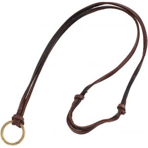 Trahoo-Collier Porte Lunettes En Cuir De Vache Marron Rétro Avec Boucle De Suspension Réglable Anneau Rond Doré Porte Lunettes Chaîne Pour Accessoires De Lunettes Hommes Et Femmes - Neuf