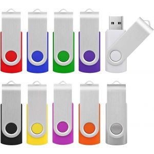 Pack of 10 USB 2.0 Flash Drive 16 GB External Storage Memory Stick for PC,TV,iPad,Car,Player,Xbox One (16 GB,Multi-Colour) - Neuf