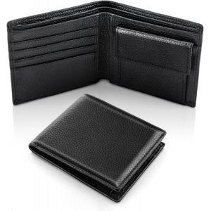 Portefeuille Homme Avec Blocage Rfid, Porte Monnaie Avec 6 Porte Carte Cr&eacute;dit 2 Compartiment &Agrave; Billets Et Poche &Agrave; Monnaie Grande Capacite Classique Porte Feuille En Cuir Pu (Noir) - Neuf