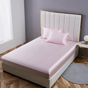Drap-Housse 200 X 200 Cm En Satin Rose Brillant De Qualit&eacute; Sup&eacute;rieure - Convient Pour Les Matelas Jusqu'&agrave; 25 Cm, 200 X 200 X 30 Cm - Neuf