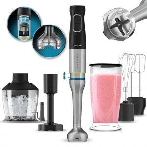 Cecotec Katana TotalDestroy 1500XL PerfectCream&Crush Hand Blender, 1500 W, 21 vitesses et Turbo, 4 lames en titane noir, capot anti-éclaboussures, pied extra-long, kit d'accessoires. - Neuf
