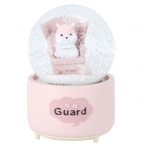 HJLIAN Boule de cristal rose en forme de hamster avec effet flocon de neige lumineux, decoration d'interieur, cadeau - Neuf