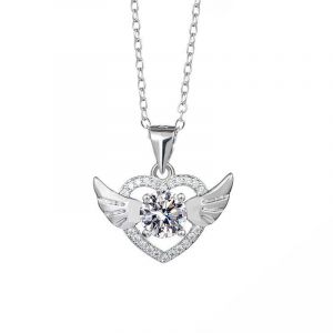 Collier Meilleur Pendentif Argent 925 Ailes D'ange Coeur Mullite Pour Femmes - Neuf