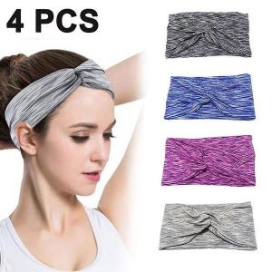 Lot De 4 Bandeaux De Sport Pour Femmes - Anti-Transpiration, Élégants Et Confortables Pour Le Yoga, La Gym, La Course À Pied Et Un Usage Quotidien - Neuf