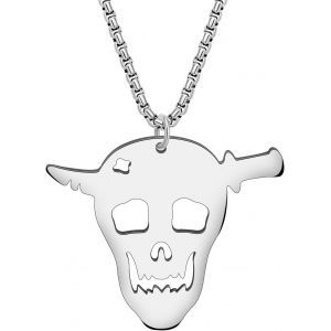 Kal-Collier Tête De Mort Crâne En Acier Inoxydable Pour Femmes Filles Pendentif Plaqué Or 18k Halloween Effrayant Minimalist Punk Bijoux Cadeaux Pour Festival - Neuf