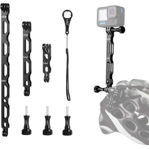Aluminum Alloy Extension Arm Kit for GoPro Hero 12/11/10/9/8/7/6/5/4/3 and Other Action Cameras (Black) - Neuf