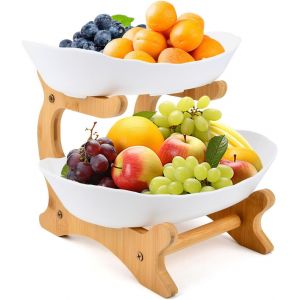 Corbeille &Agrave; Fruits 2 &Eacute;tages Bambou - Neuf