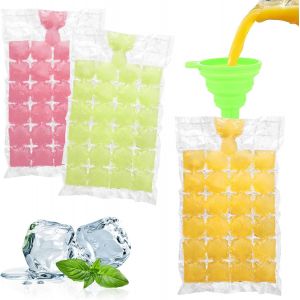 Kal-Sacs À Glaçons Jetables, Sacs À Glaçons, Sacs À Glaçons En Plastique, Ice Cube Sacs Jetables, Sacs A Glace Moules À Glaçons Auto Scellants, Avec Entonnoir En Silicone, 1200 Les Boissons Maison(50 - Neuf