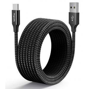 Câble USB C 5M,Long USB C vers USB Cable 3A Charge Rapide Nylon Chargeur Type C Cable pour Samsung Galaxy S21 S20 S10 S9 S8,Laptops,Tablets,Switch,Noir - Neuf