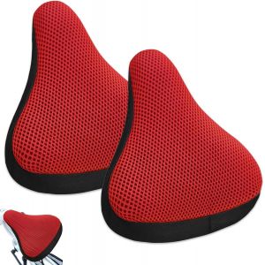 Meimie-Housse De Selle De Vélo,Coussin Siège Selle De Vélo 2 Pièces,Housse De Selle Cyclisme Convient,Housse De Siège Rembourrée Respirante Housse De Siège,Pour Vtt Demontagne,Vélo De Route Etc,Rouge - Neuf