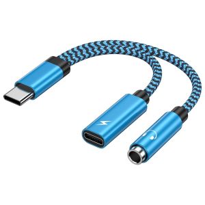 KALANKA-Adaptateur de casque USB C, 2 en 1 type C vers jack 3,5 mm, adaptateur USB C Samsung et chargement, pour Samsung Galaxy S25 S24 S23 A55 A54 5g, iPhone 17/16/15, Google Pixel - Neuf