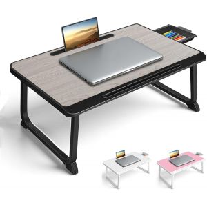 SUBZONAL-Planche de lit, Table de lit avec tiroir, pour Ordinateur, Lecture, &Eacute;criture, Repas et Regarder des Films sur Le Lit, Canap&eacute; ou au Sol, Bureau et Maison (Grey) - Neuf