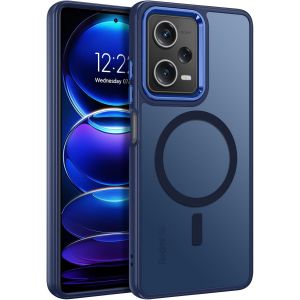 ELVORIX-Xiaomi Redmi Note 12 Pro 5G Coque,Magn&eacute;tique Compatible avec MagSafe Case, Etui de Protection Translucide Mat Antichoc, Housse de T&eacute;l&eacute;phone Xiaomi Redmi Note 12 Pro 5G, Bleu Marine - Neuf