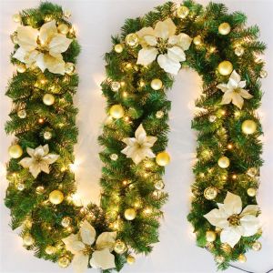 Guirlande de Noël - Fleur artificielle en rotin de Noël de 2,7 m - Neuf