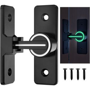 KALANKA-Verrou Porte Coulissante Lumineux Verrou Serrure de Fermeture Porte Boulon de Verrouillage de Boucle en Alliage de Zinc Loquet de Serrure de Porte à 90 Degrés avec 4 Vis pour Porte Fenêtre - Neuf