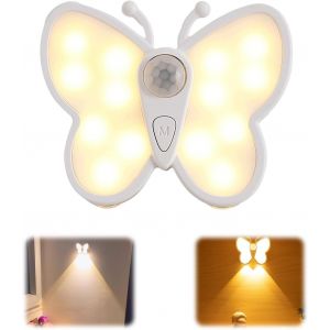 Kuwl-Veilleuse Avec Détecteur De Mouvement, Lampe De Nuit Led Avec Câble Usb Et Support Magnétique, Éclairage Papillon Avec 3 Modes Pour Chambre D'enfant, Cadeau D'escalier Pour Femme Pour La - Neuf