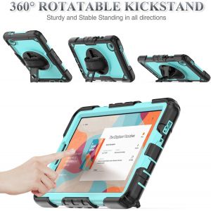 Coque Pour Samsung Galaxy Tab A9 8.7'' Avec Protecteur D'écran Porte-Stylo Dragonne Rotative À 360 Et Support, Coque Antichoc Pour Samsung Galaxy Tab A9 2023 Sm-X110/X115/X117, Bleu Ciel - Neuf