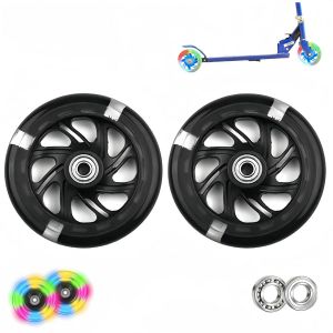 Set Of 2 Light Up Scooter Wheels For All Scooters, Black, With 100 Mm Wheels, Bright - Neuf
