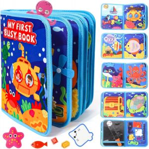 JGD-Busy Board Jouet Montessori &agrave; partir de 2 Ans,Quiet Book B&eacute;b&eacute;, Tableau d'activit&eacute; de Enfant, Busy Book pour la Trajet en Voiture et Avion, Cadeau d'anniversaire et No&euml;l (oc&eacute;an) - Neuf